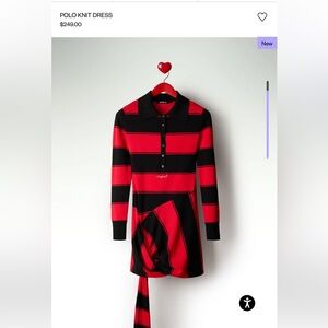 NWT Desigual Red and Black Striped Polo Knit Dress